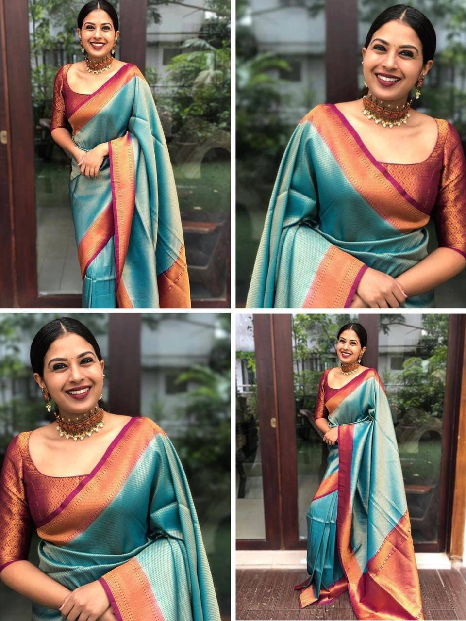 Beautiful Designer Kanjeevaram silk Saree with Blouse piece for Women  Freeship | eBay